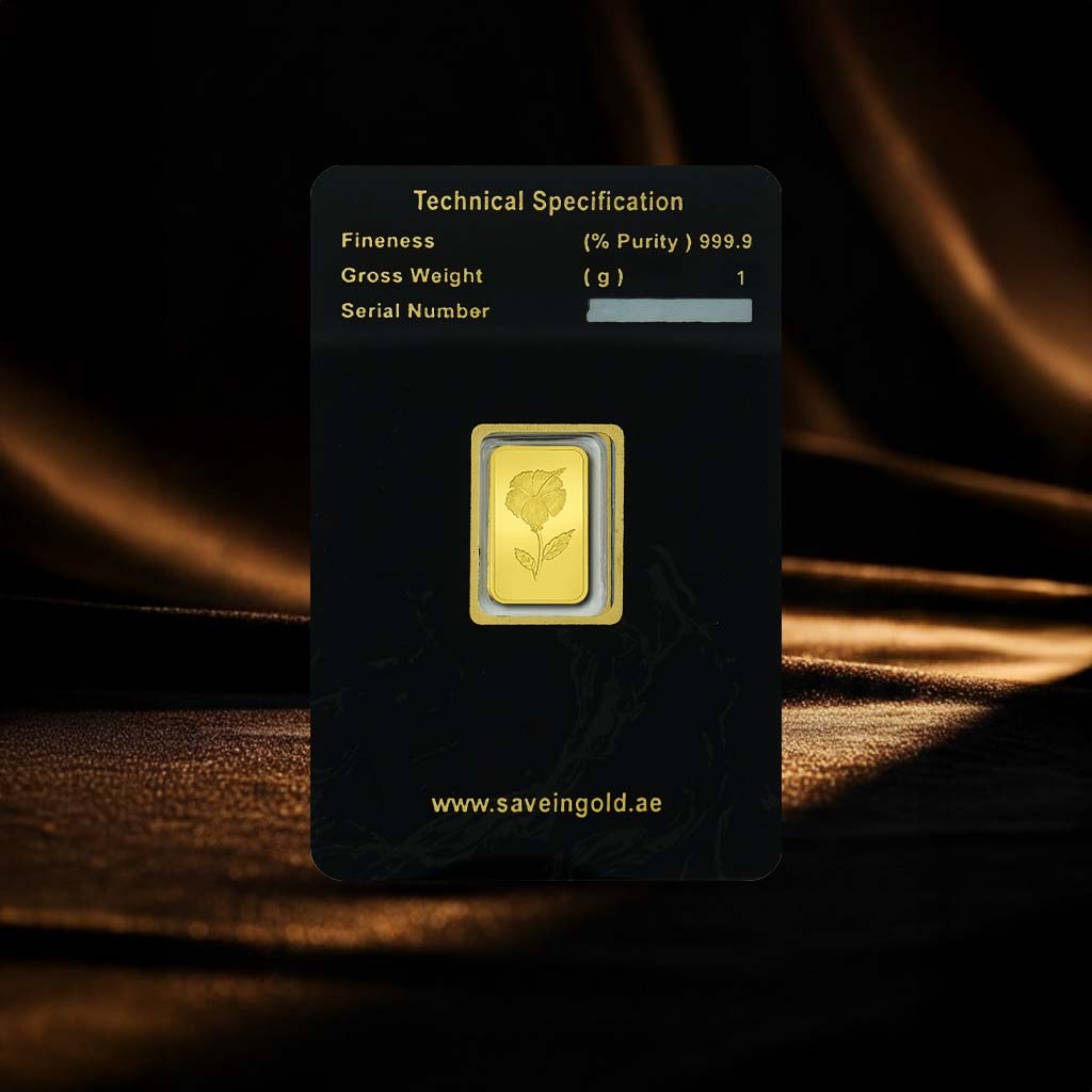 1 Gram Elegant Flower Gold Bar
